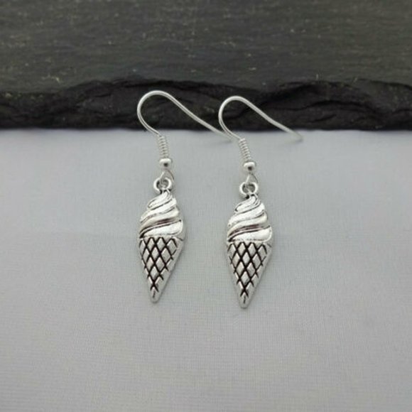 Ice Cream Cone Silver Earrings - Picture 2 of 5